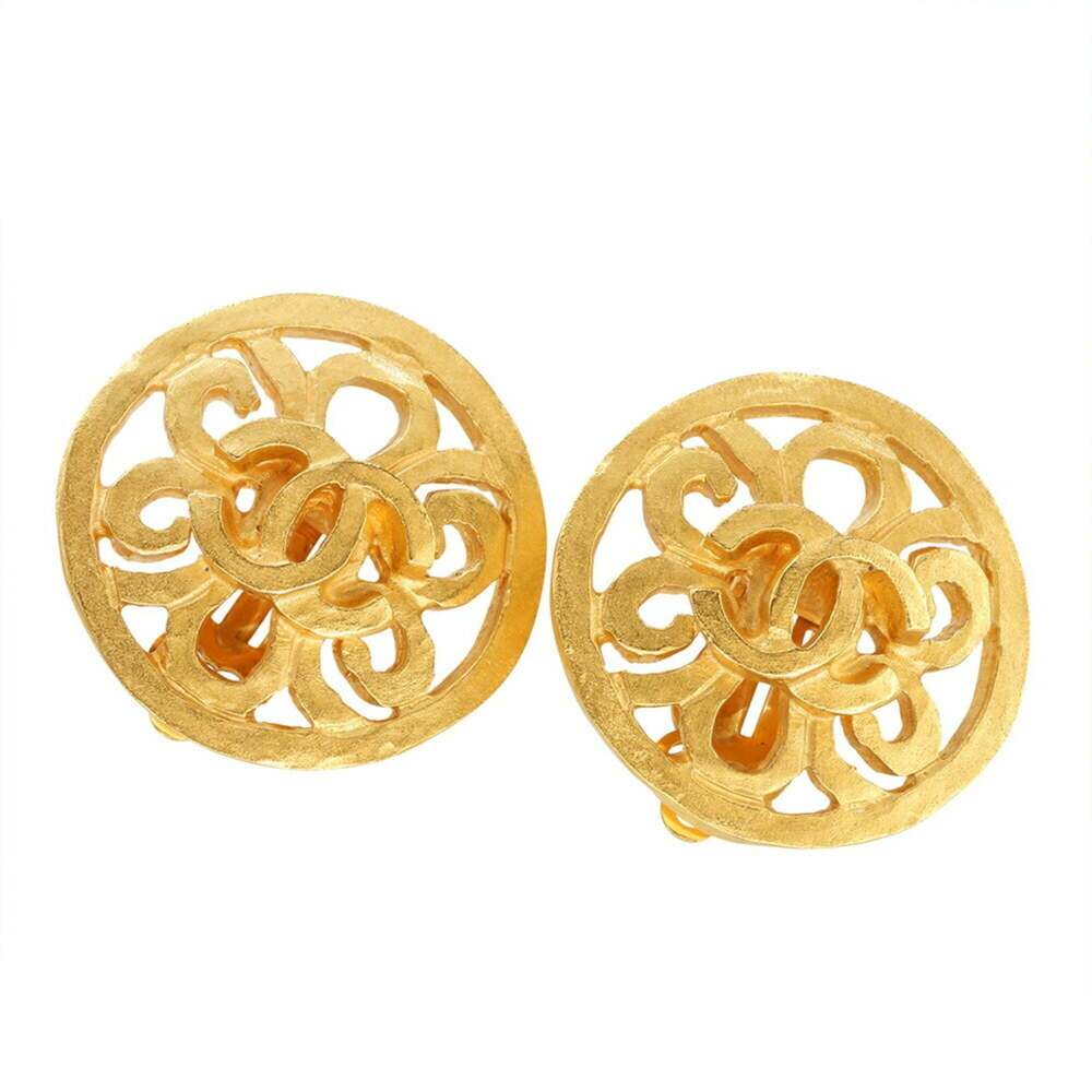 CHANEL Gold Logo Earrings - Picture 1 of 8